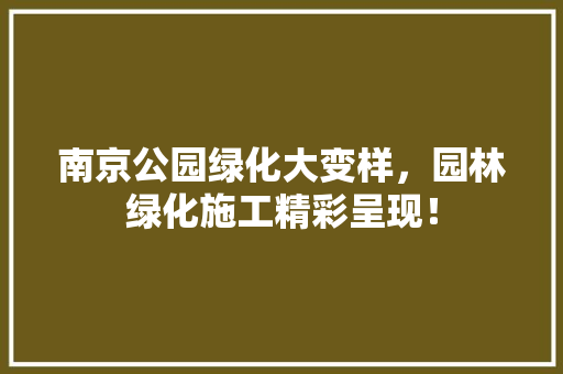 南京公园绿化大变样，园林绿化施工精彩呈现！