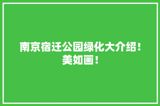 南京宿迁公园绿化大介绍！美如画！