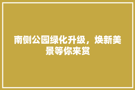 南侧公园绿化升级，焕新美景等你来赏