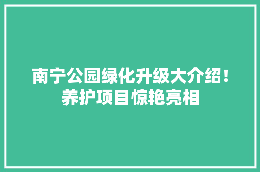 南宁公园绿化升级大介绍！养护项目惊艳亮相