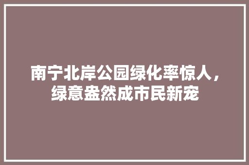南宁北岸公园绿化率惊人，绿意盎然成市民新宠
