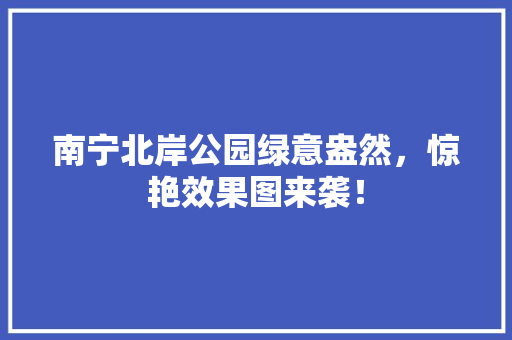 南宁北岸公园绿意盎然，惊艳效果图来袭！
