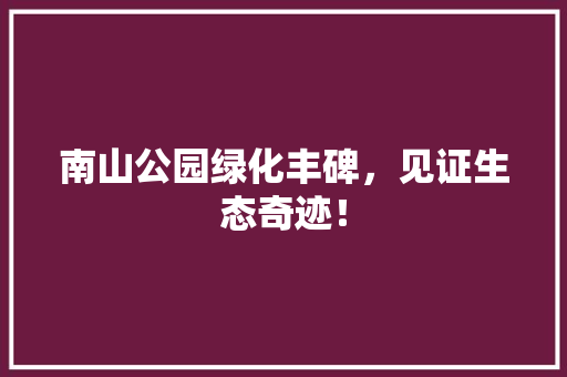 南山公园绿化丰碑，见证生态奇迹！
