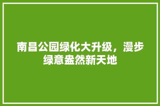 南昌公园绿化大升级，漫步绿意盎然新天地
