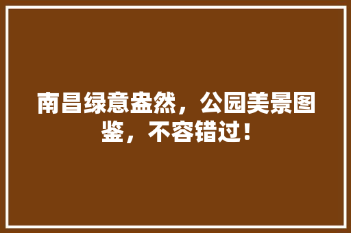 南昌绿意盎然，公园美景图鉴，不容错过！