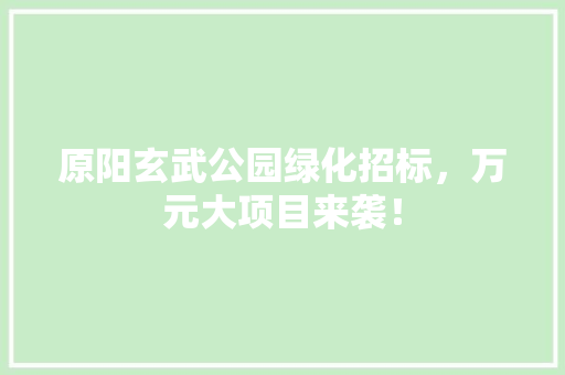 原阳玄武公园绿化招标，万元大项目来袭！
