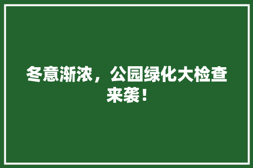 冬意渐浓，公园绿化大检查来袭！