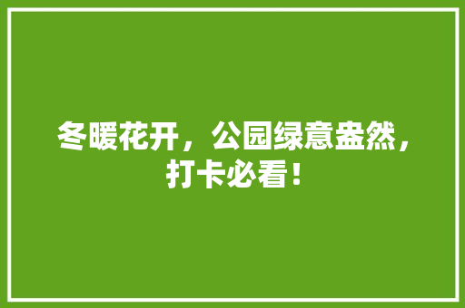 冬暖花开，公园绿意盎然，打卡必看！