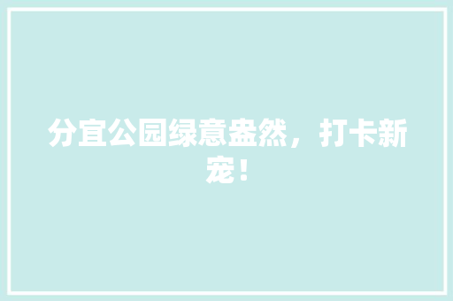 分宜公园绿意盎然，打卡新宠！
