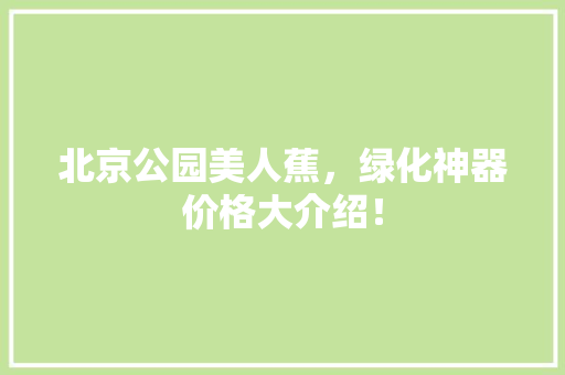 北京公园美人蕉，绿化神器价格大介绍！