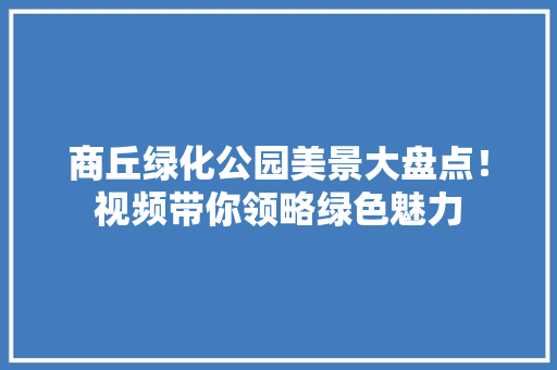 商丘绿化公园美景大盘点！视频带你领略绿色魅力
