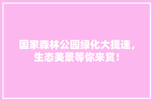 国家森林公园绿化大提速，生态美景等你来赏！