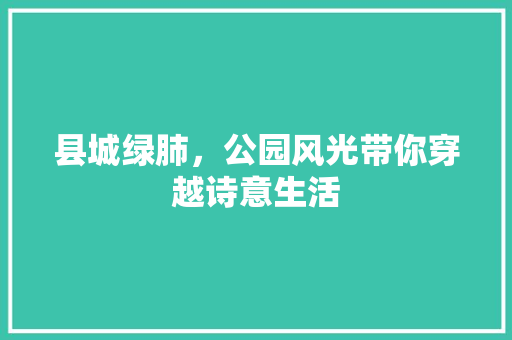 县城绿肺，公园风光带你穿越诗意生活