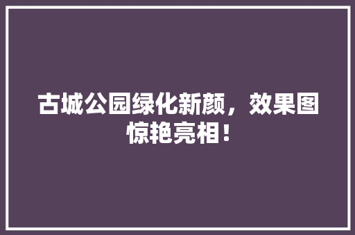 古城公园绿化新颜，效果图惊艳亮相！