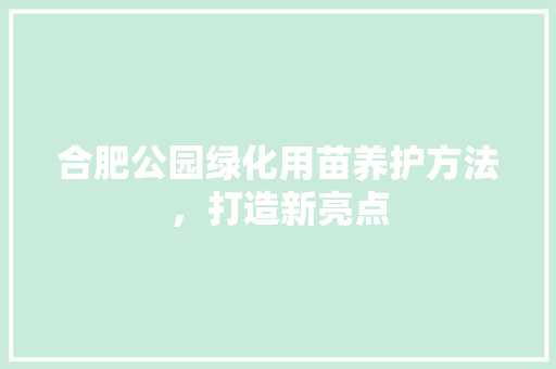 合肥公园绿化用苗养护方法，打造新亮点