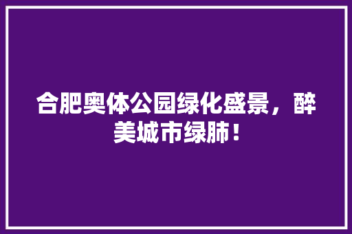 合肥奥体公园绿化盛景，醉美城市绿肺！