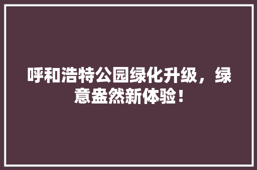 呼和浩特公园绿化升级，绿意盎然新体验！