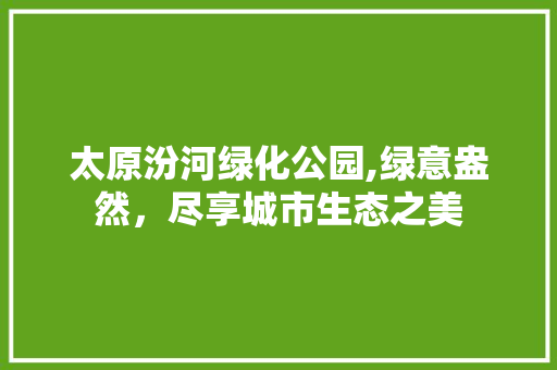 太原汾河绿化公园,绿意盎然，尽享城市生态之美