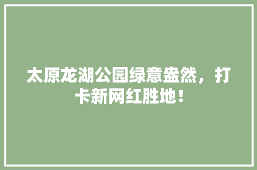 太原龙湖公园绿意盎然，打卡新网红胜地！
