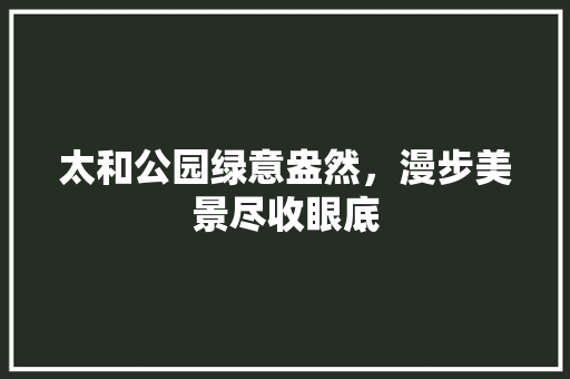 太和公园绿意盎然，漫步美景尽收眼底