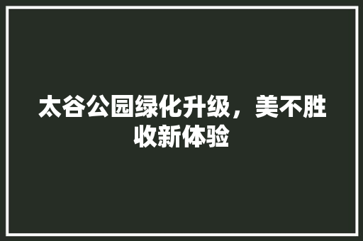 太谷公园绿化升级，美不胜收新体验