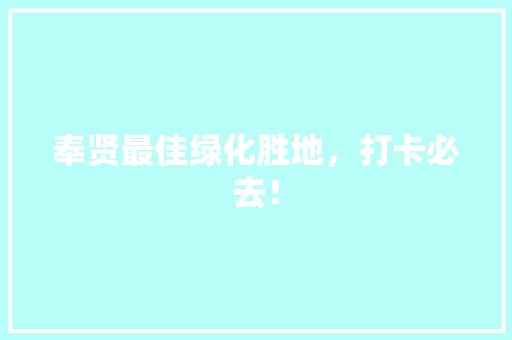 奉贤最佳绿化胜地，打卡必去！