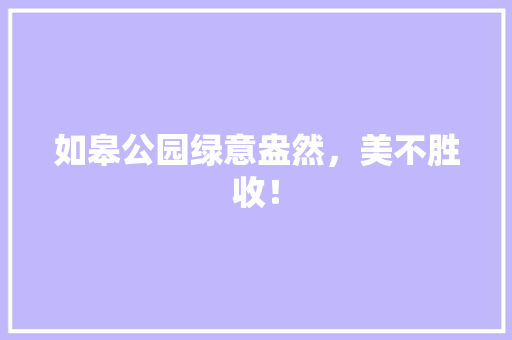 如皋公园绿意盎然，美不胜收！