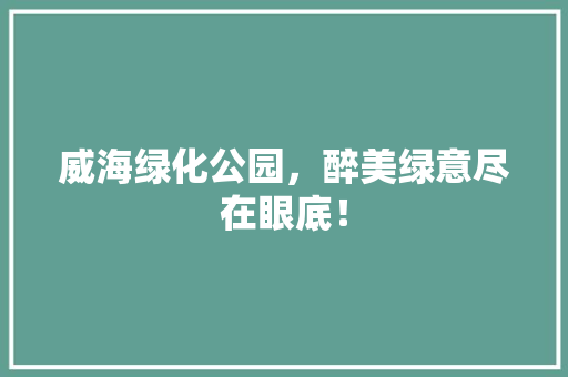 威海绿化公园，醉美绿意尽在眼底！