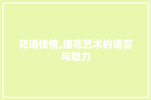 花语传情,插花艺术的语言与魅力