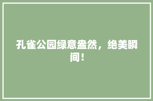 孔雀公园绿意盎然，绝美瞬间！