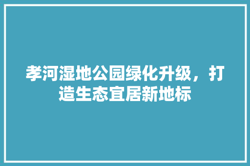 孝河湿地公园绿化升级，打造生态宜居新地标