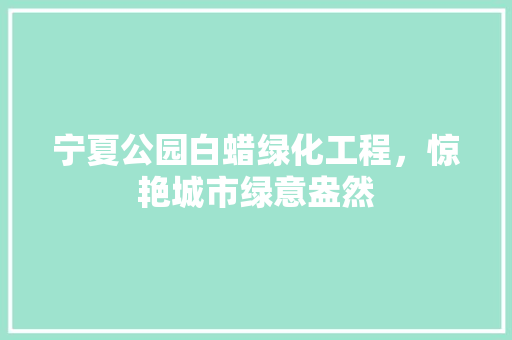 宁夏公园白蜡绿化工程，惊艳城市绿意盎然