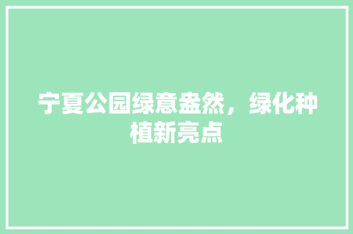 宁夏公园绿意盎然，绿化种植新亮点