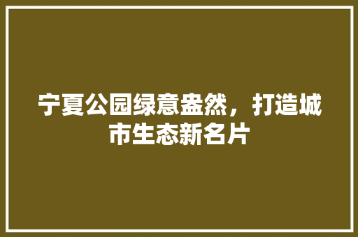 宁夏公园绿意盎然，打造城市生态新名片