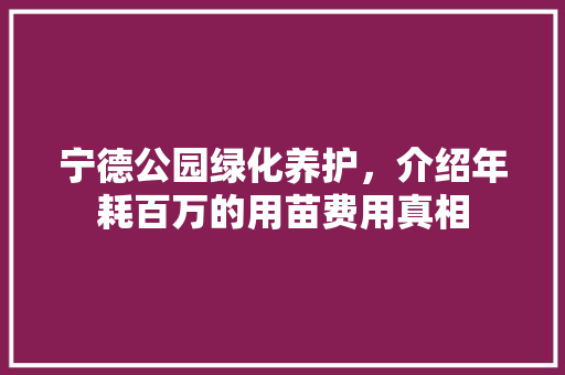 宁德公园绿化养护，介绍年耗百万的用苗费用真相