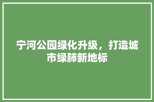 宁河公园绿化升级，打造城市绿肺新地标