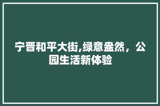 宁晋和平大街,绿意盎然，公园生活新体验