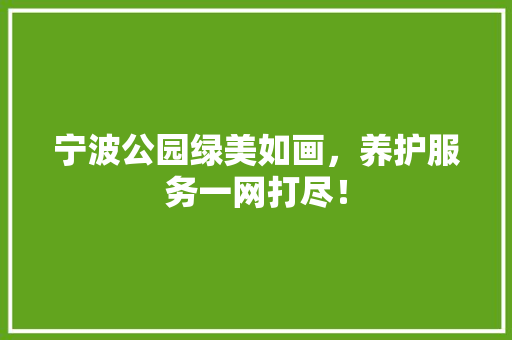 宁波公园绿美如画，养护服务一网打尽！