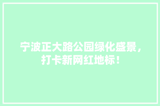宁波正大路公园绿化盛景，打卡新网红地标！