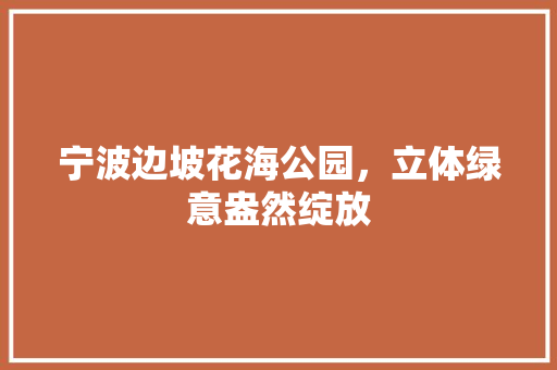 宁波边坡花海公园，立体绿意盎然绽放