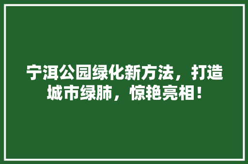 宁洱公园绿化新方法，打造城市绿肺，惊艳亮相！