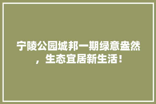 宁陵公园城邦一期绿意盎然，生态宜居新生活！
