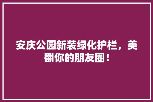 安庆公园新装绿化护栏，美翻你的朋友圈！