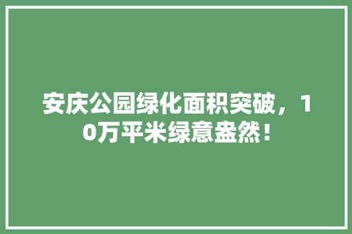 安庆公园绿化面积突破，10万平米绿意盎然！