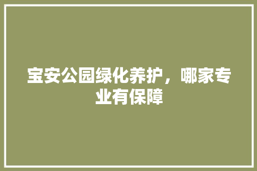 宝安公园绿化养护，哪家专业有保障