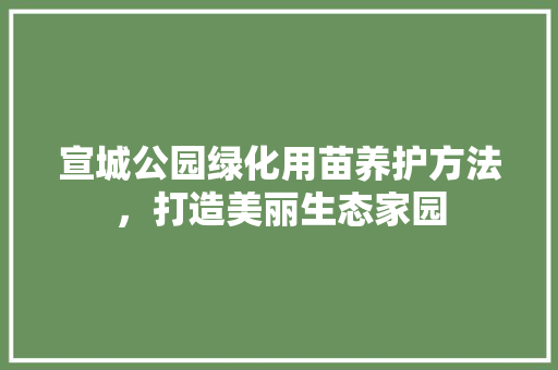 宣城公园绿化用苗养护方法，打造美丽生态家园
