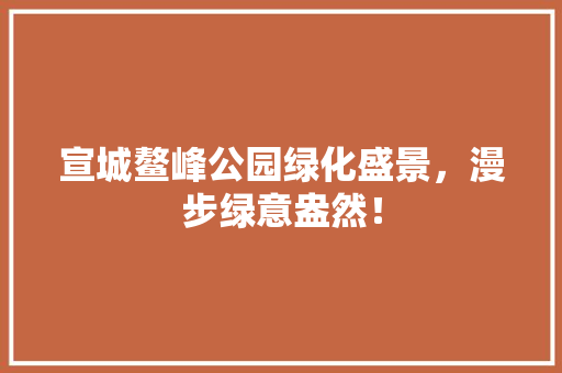 宣城鳌峰公园绿化盛景，漫步绿意盎然！
