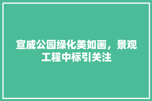 宣威公园绿化美如画，景观工程中标引关注