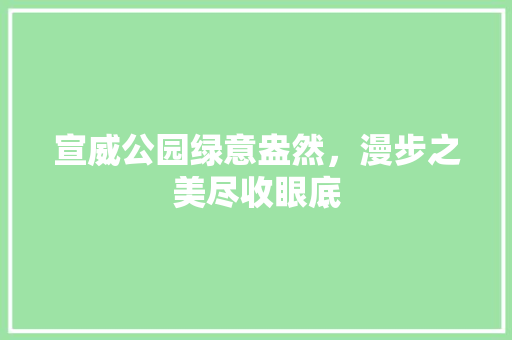 宣威公园绿意盎然，漫步之美尽收眼底