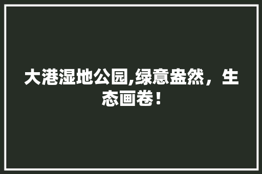 大港湿地公园,绿意盎然，生态画卷！